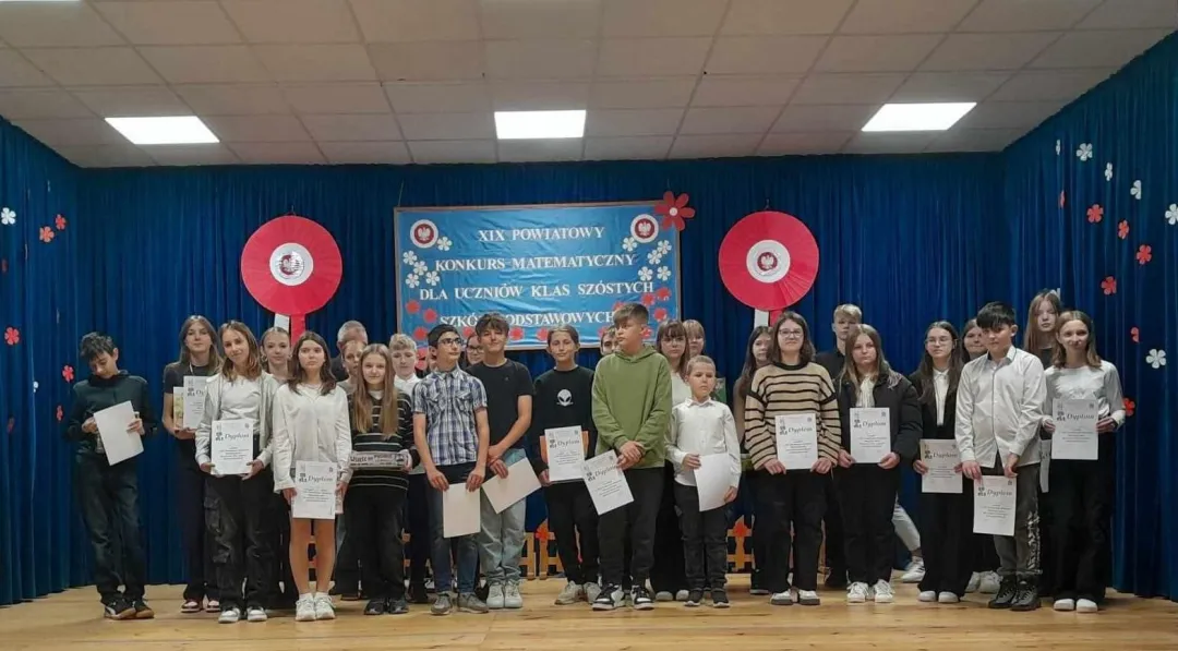 XIX Powiatowy Konkurs Matematyczny dla uczniów klas szóstych szkół podstawowych rozstrzygnięty