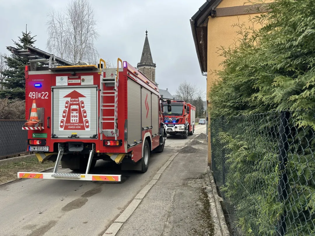Pożar sadzy kominowej na Kościelnej we Wleniu