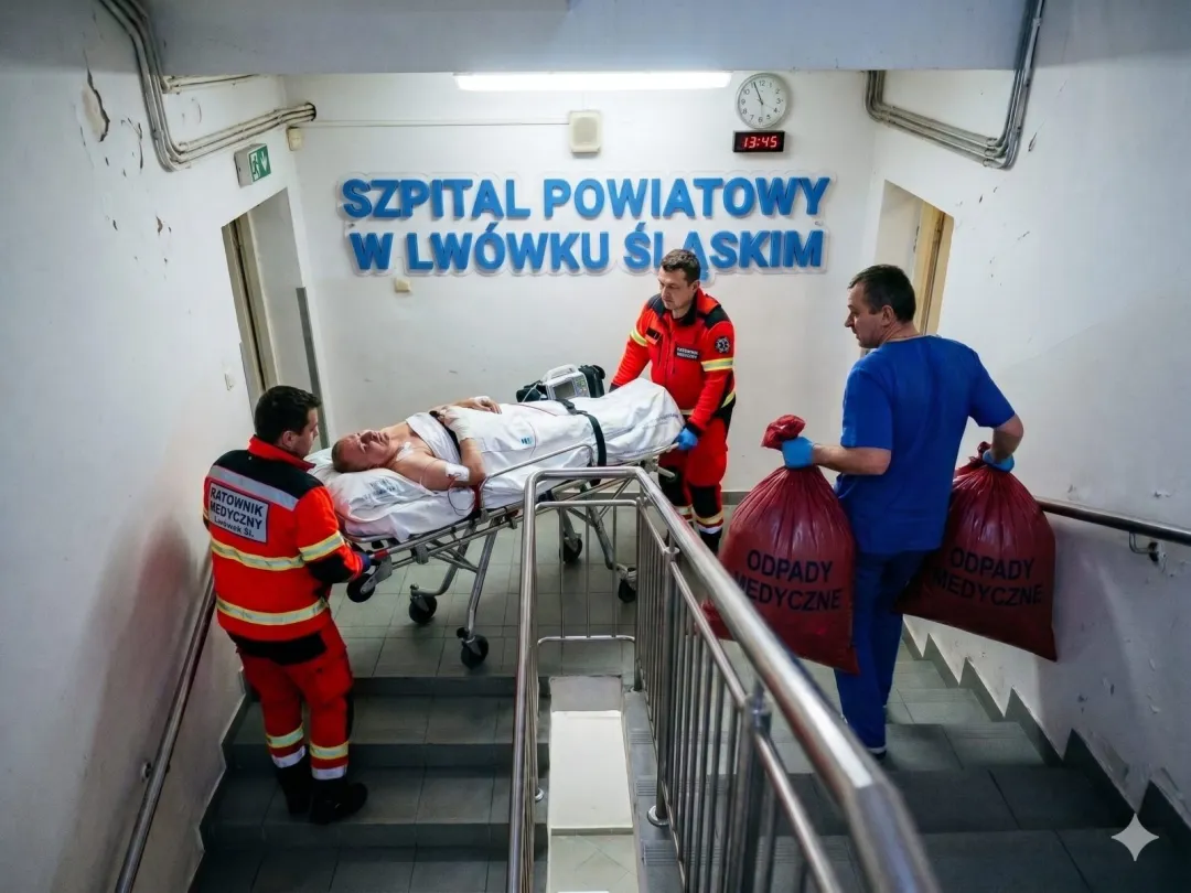 Paraliż w lwóweckim szpitalu. Nie działa winda. Pacjenci po operacjach na klatce schodowej, a obok "wory z bakteriami"