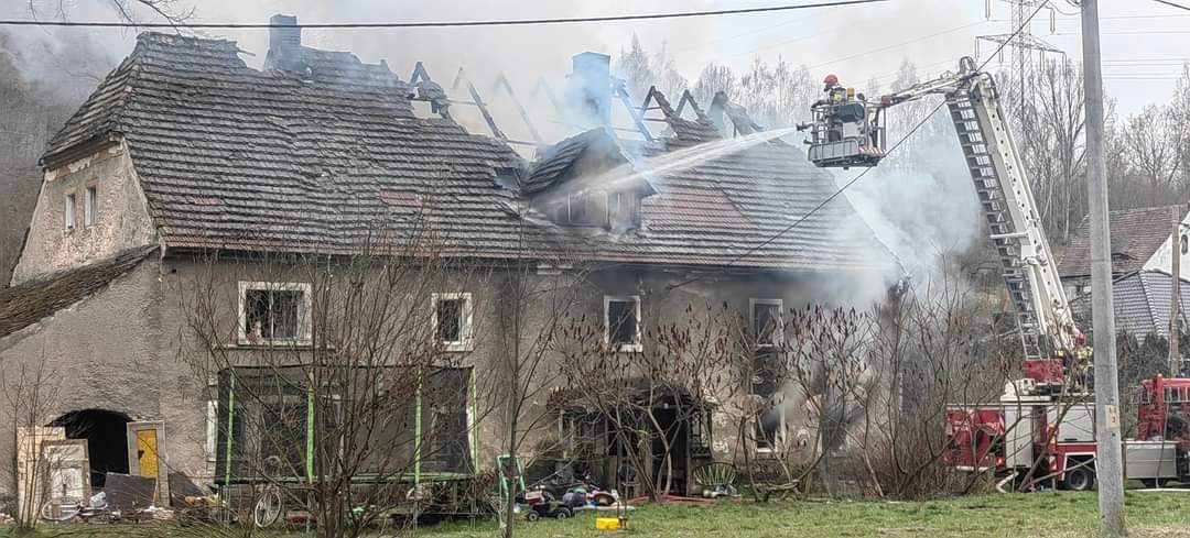 Pożar domu w Lwówku Śląskim