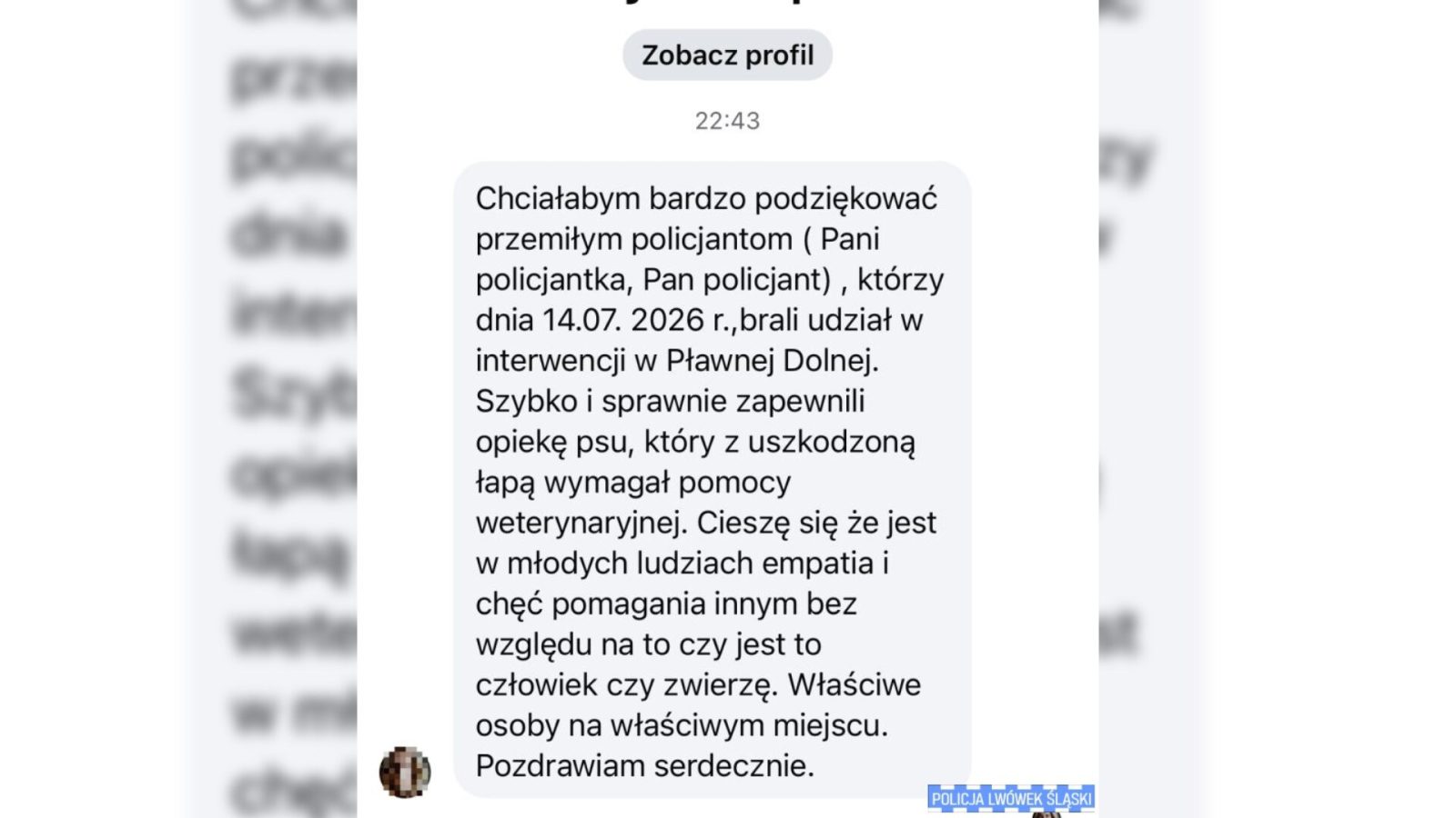 Policjanci pomogli rannemu psu. Mieszkanka dziękuje za empatię i profesjonalizm