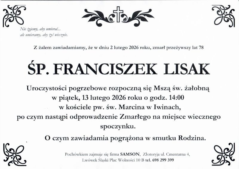 Odszedł Franciszek Lisak