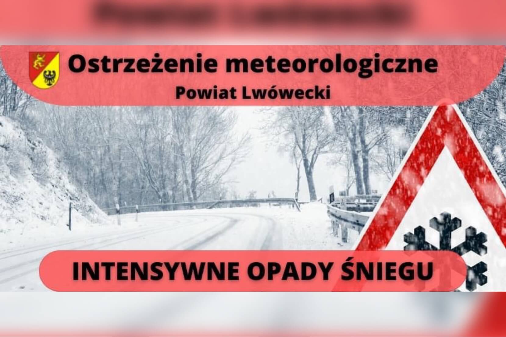  Opady śniegu w powiecie lwóweckim, jest ostrzeżenie.