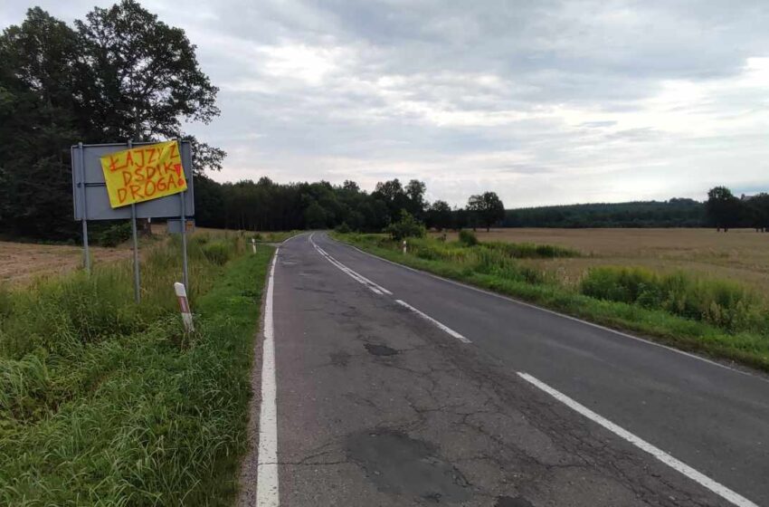 Kolejny Transparent na DW364 przy wyjeździe z Lwówka: “Łajzy z DSDiK DROGA!”