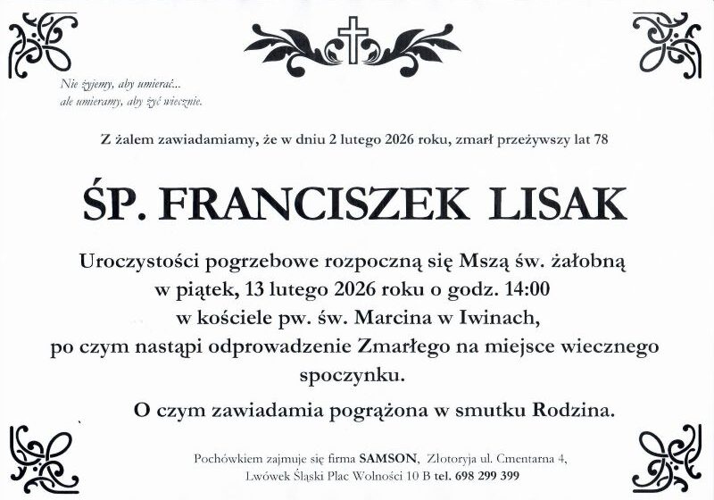 Odszedł Franciszek Lisak