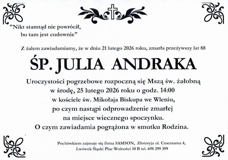 Odeszła Julia Andraka