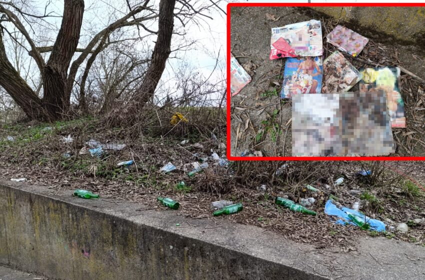  Lwówecka tama pełna śmieci i gazetek dla dorosłych