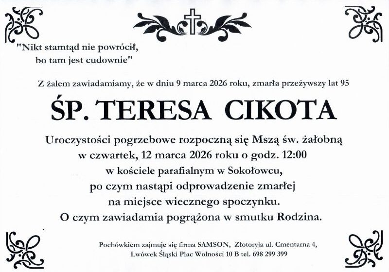  Odeszła Teresa Cikota