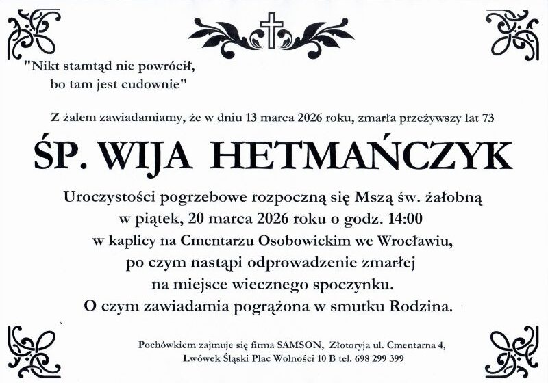 Odeszła Wija Hetmańczyk