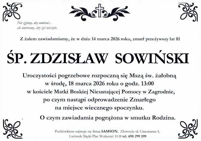  Odszedł Zdzisław Sowiński