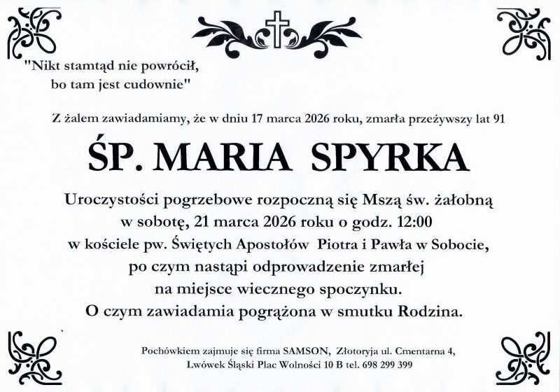 Odeszła Maria Spyrka