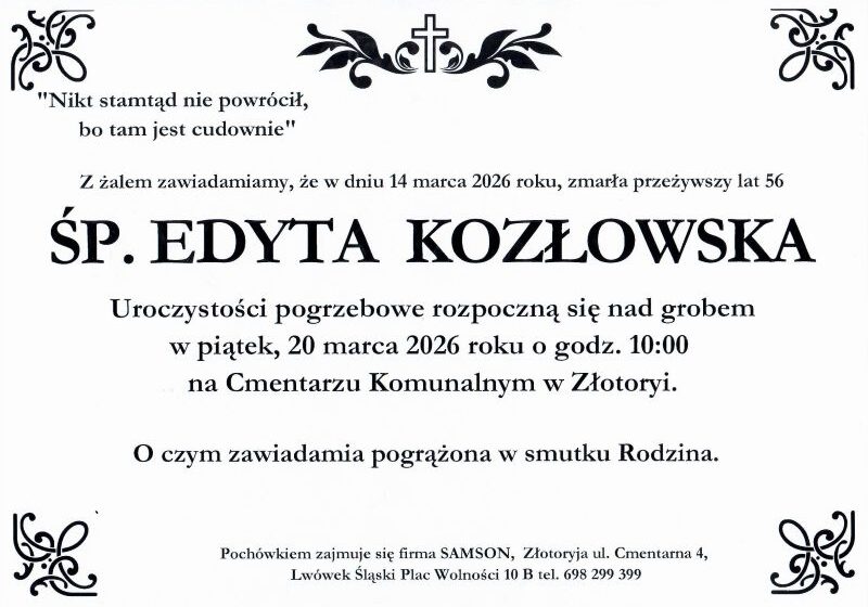  Odeszła Edyta Kozłowska