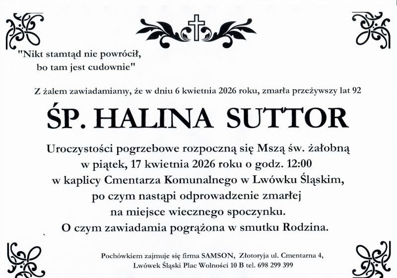  Odeszła Halina Suttor