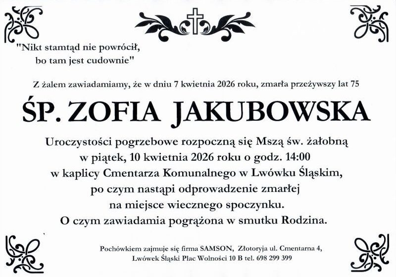  Odeszła Zofia Jakubowska