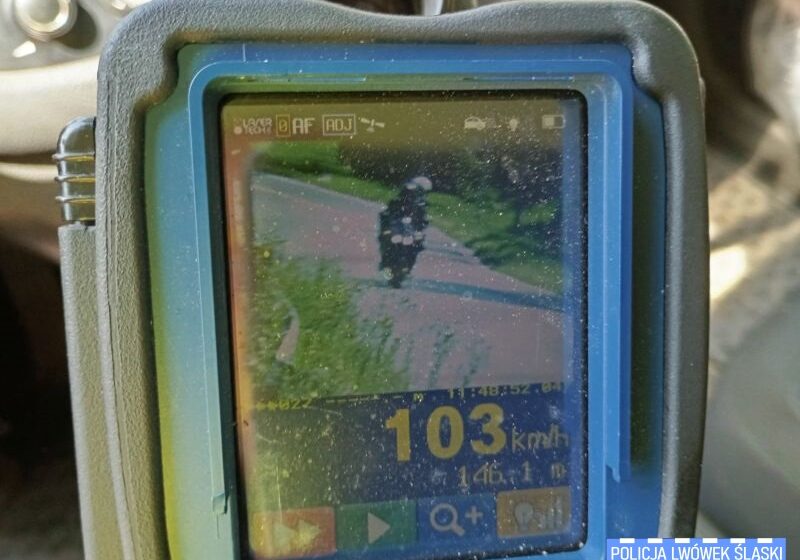  103 km/h w obszarze zabudowanym. Motocyklista stracił prawo jazdy