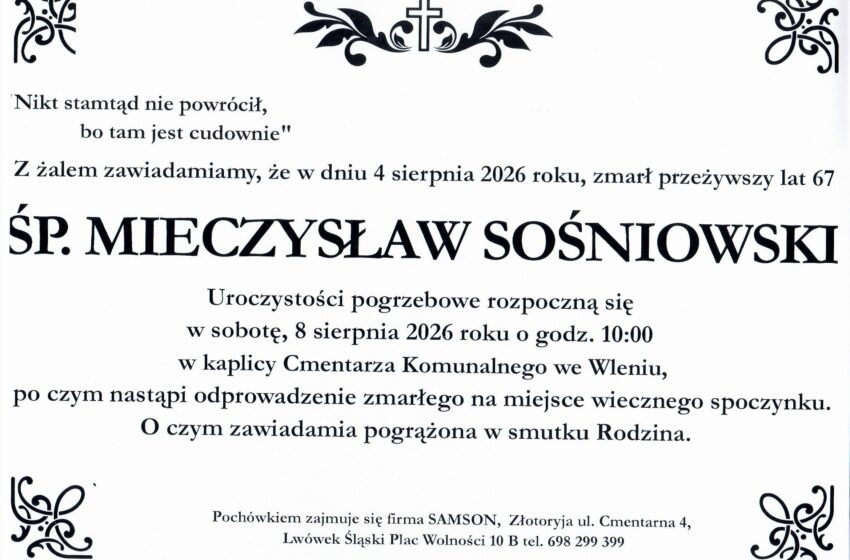  Odszedł MIECZYSŁAW SOŚNIOWSKI