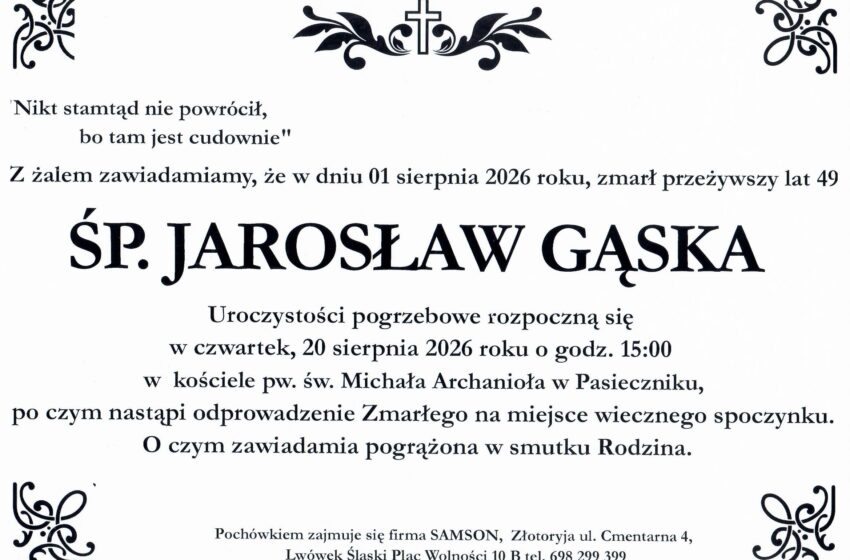  Odszedł JAROSŁAW GĄSKA