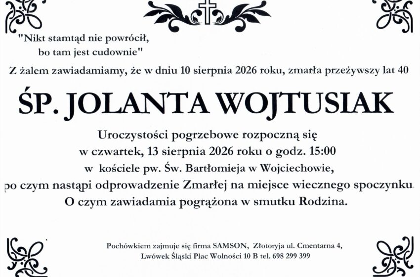  Odeszła JOLANTA WOJTUSIAK