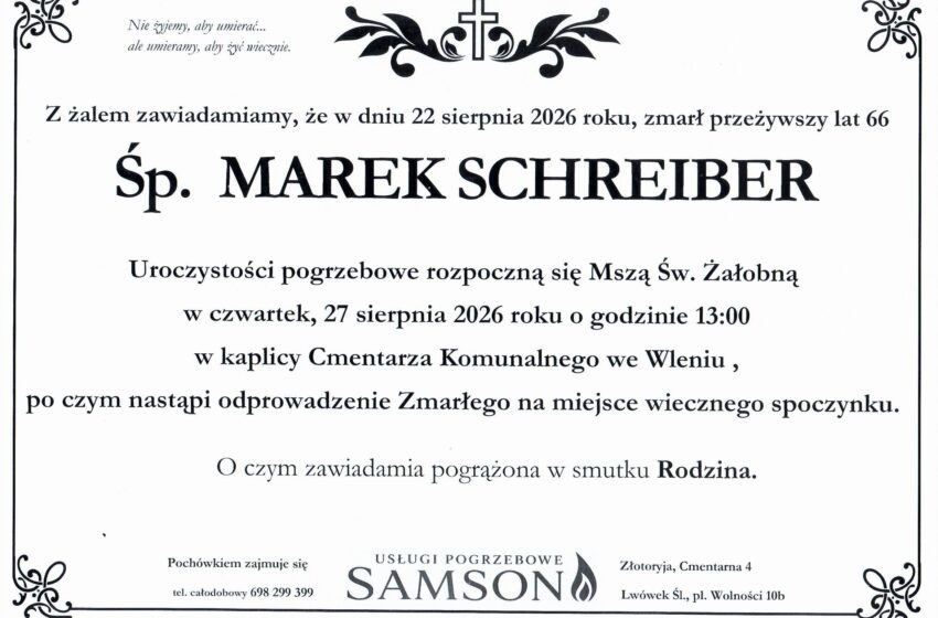  Odszedł MAREK SCHREIBER