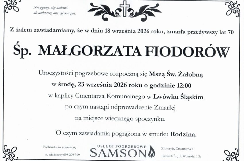 Odeszła MAŁGORZATA FIODORÓW